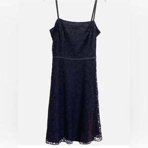 Ann Taylor Black Lace Midi Dress Women’s Size 8 Lined Cocktail Party Classic